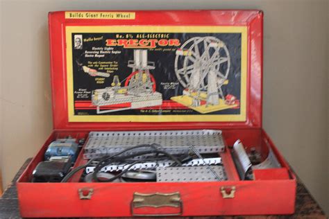 Vintage Erector Set, Red Metal Box Only, Circa 1930s, 